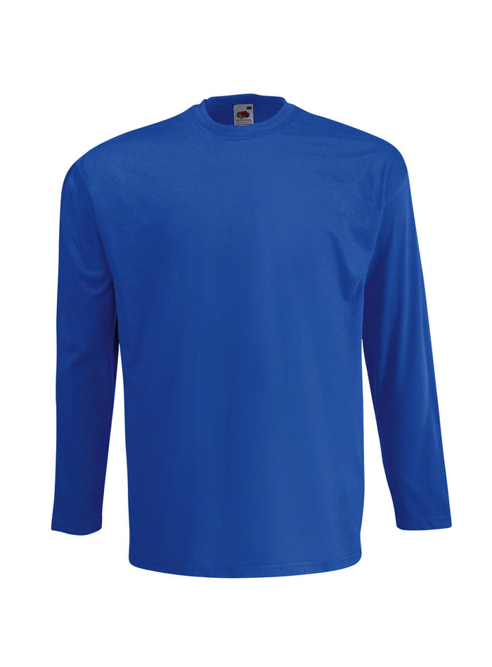 Pánské tričko s dlouhým rukávem Fruit of the Loom Value Weight - Královská modrá XL