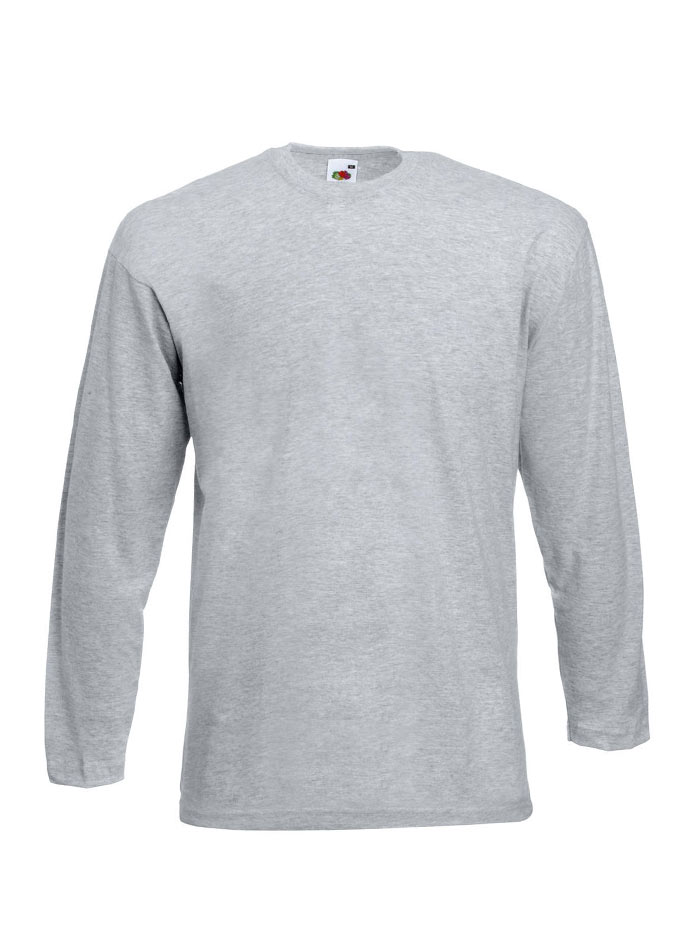 Pánské tričko s dlouhým rukávem Fruit of the Loom Value Weight - šedý melír XL