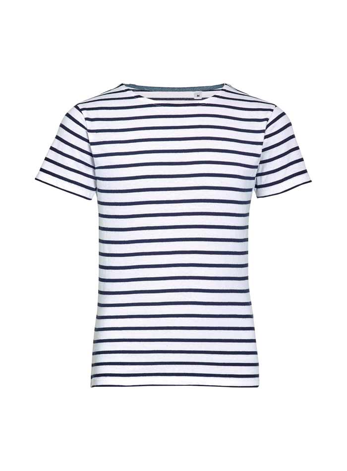 Dětské pruhované tričko - Bílá a temně modrá 104 (3-4)